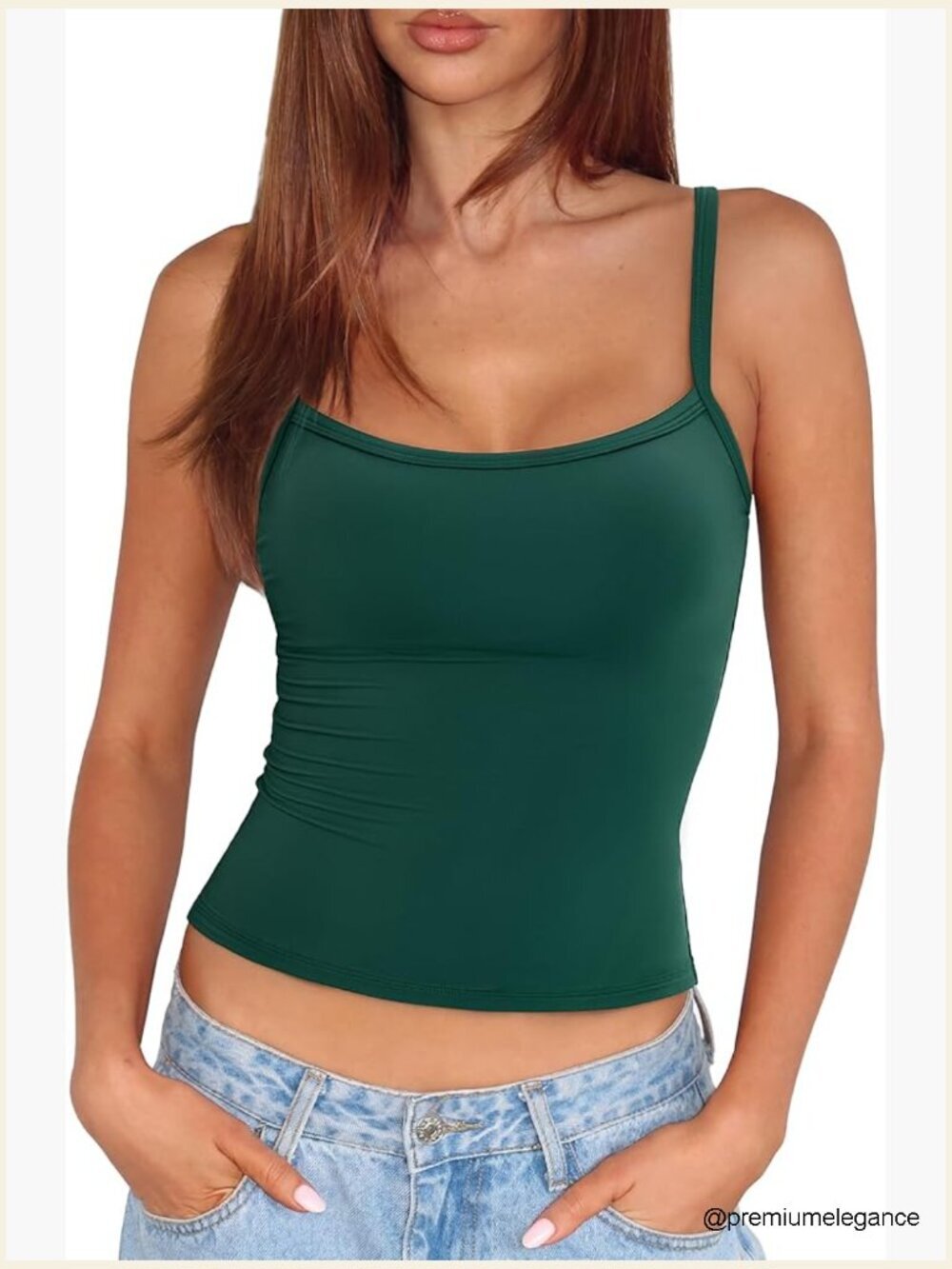 Scoop Neck Camisole Top Built in Bra Double Lined Square Neck Going Out